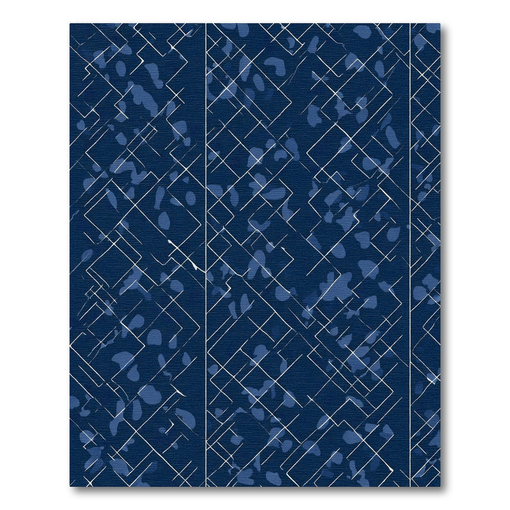 Abstract Navy White Geometric Splash Rug