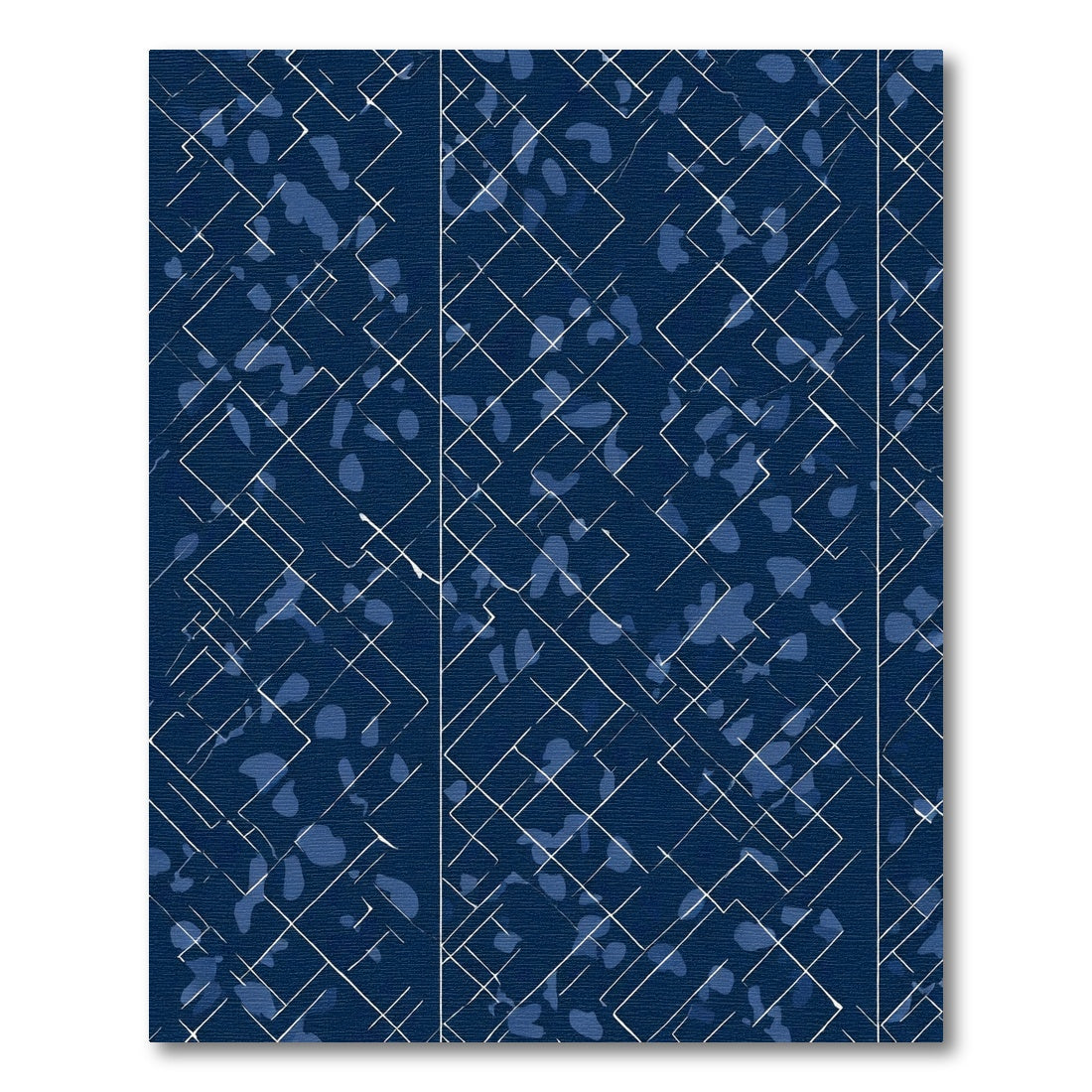 Abstract Navy White Geometric Splash Rug