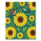 Whimsical Hummingbirds Yellow Sunflowers Teal Rug