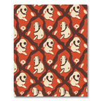 Whimsical Crimson Clown Figures Rug