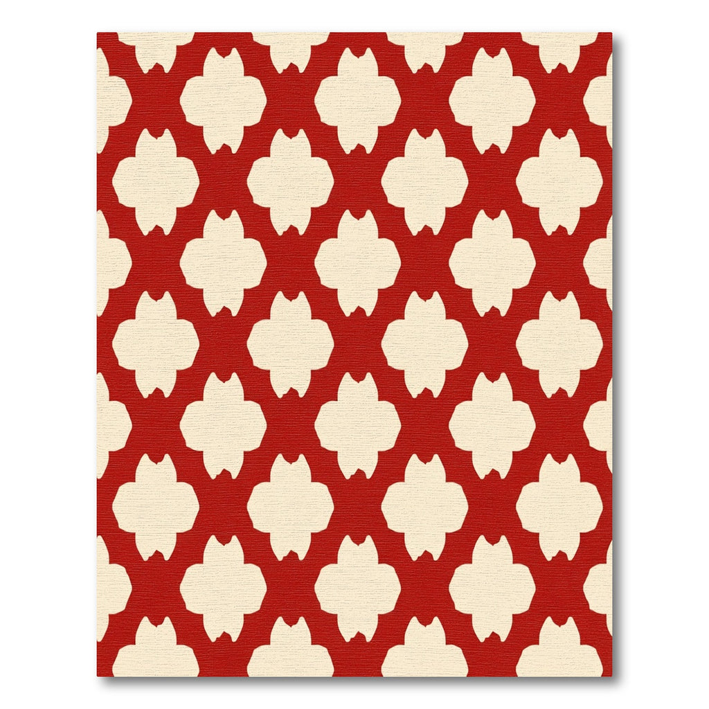 Crimson Quatrefoil Geometric Tile Rug