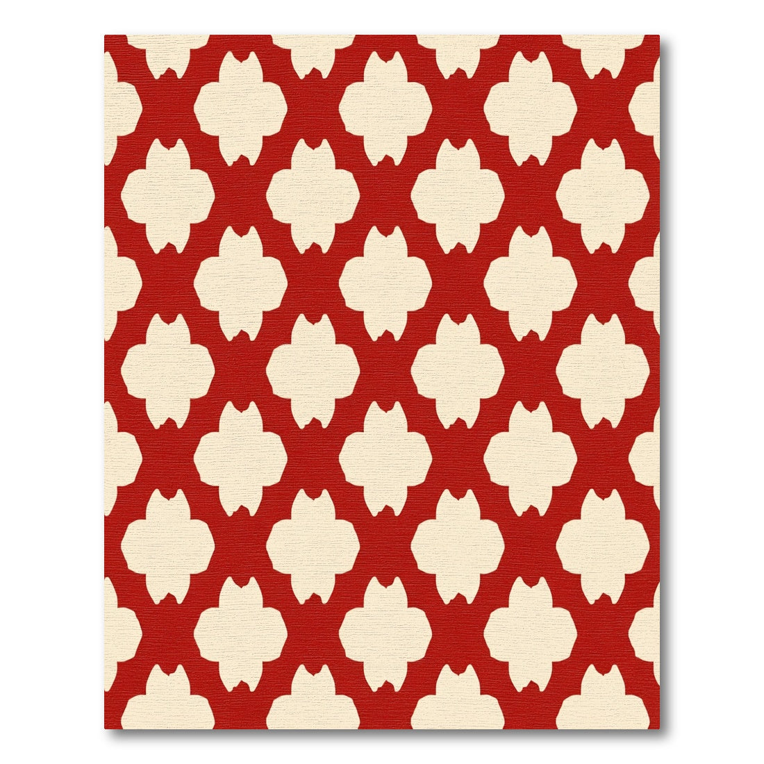 Crimson Quatrefoil Geometric Tile Rug