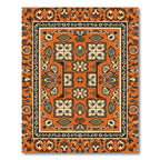 Orange Mid-Century Floral Medallion Rug
