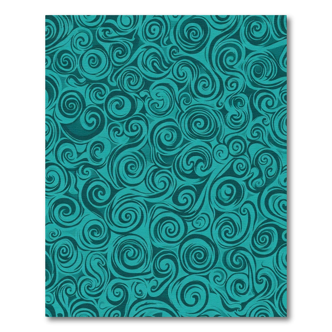 Deep Teal Swirling Ocean Waves Rug