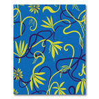Royal Blue Yellow Floral Vine Swirl Rug