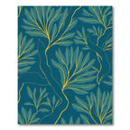 Deep Teal Golden Leaf Branch Rug