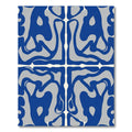 Bold Blue Cream Abstract Interlocking Form Rug