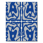 Bold Blue Cream Abstract Interlocking Form Rug