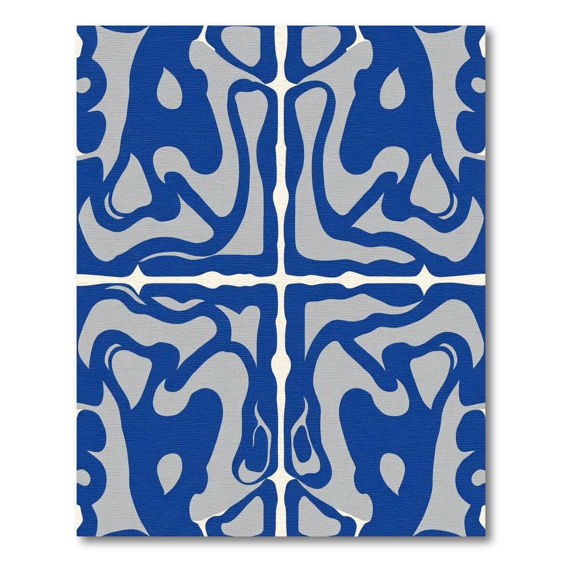 Bold Blue Cream Abstract Interlocking Form Rug