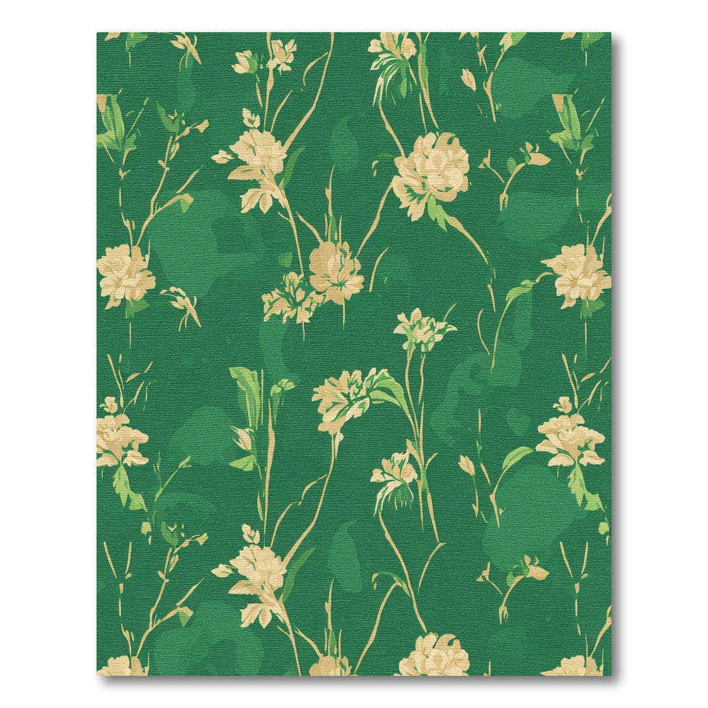 Cream Floral Vine Emerald Background Rug