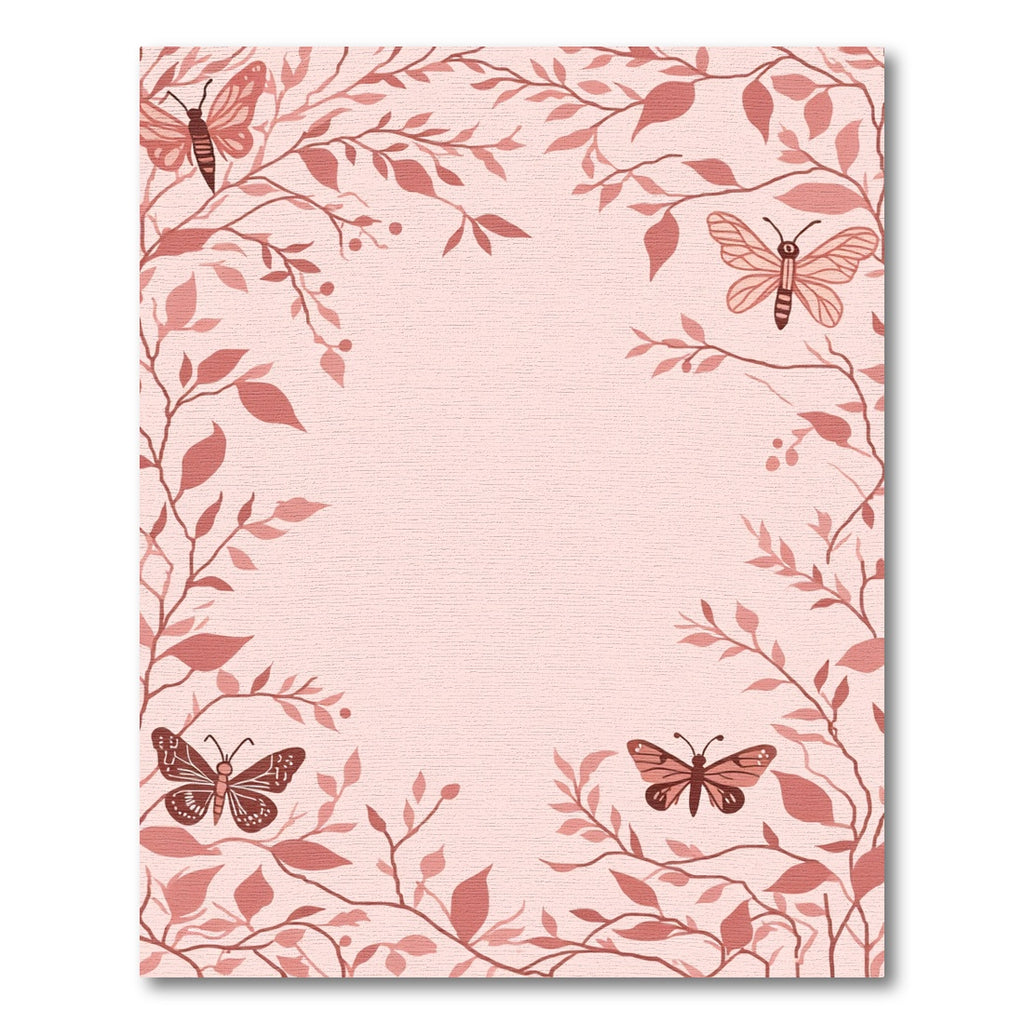 Coral Butterfly Branch Border Rug