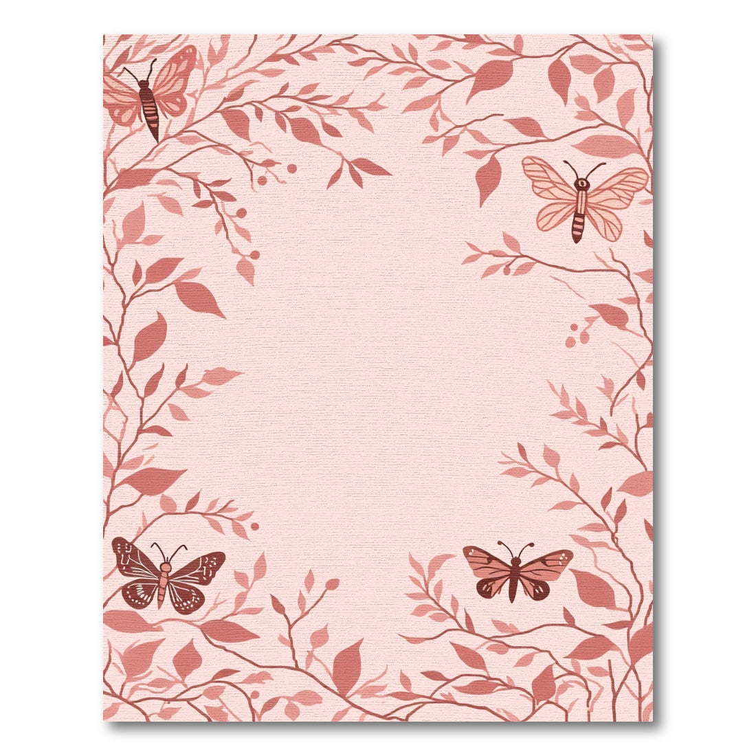 Coral Butterfly Branch Border Rug