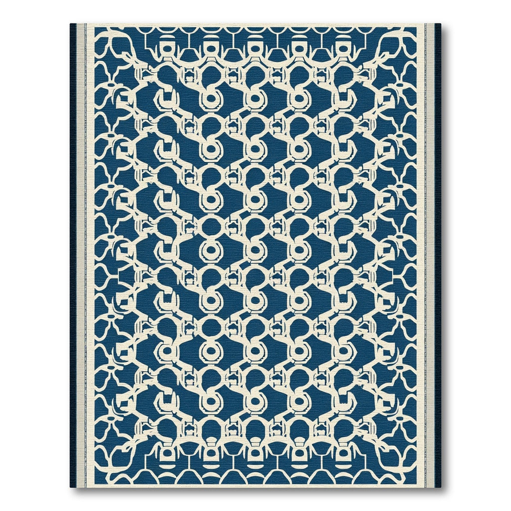 Deep Blue Question Mark Lattice Rug