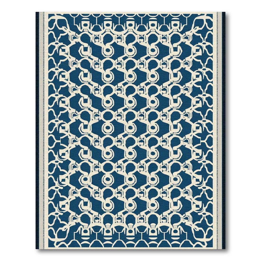 Deep Blue Question Mark Lattice Rug