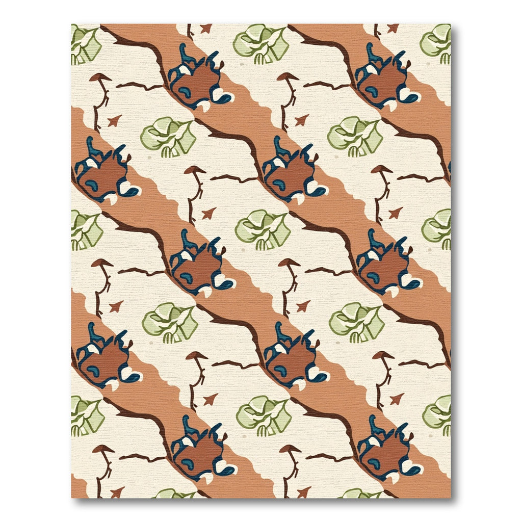 Terracotta Green Leaf Abstract Swirl Rug