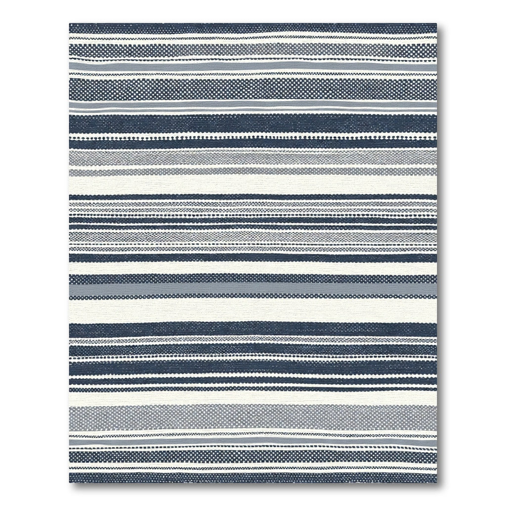 Navy White Contemporary Striped Rug