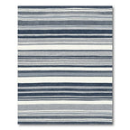 Navy White Contemporary Striped Rug