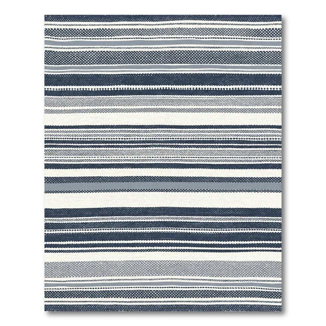 Navy White Contemporary Striped Rug