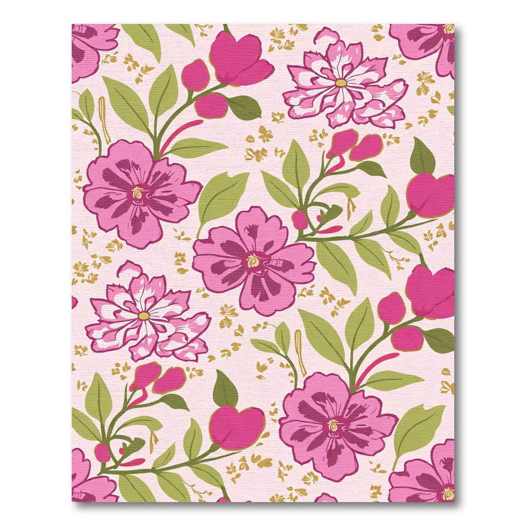 Vibrant Pink Floral Garden Botanical Rug
