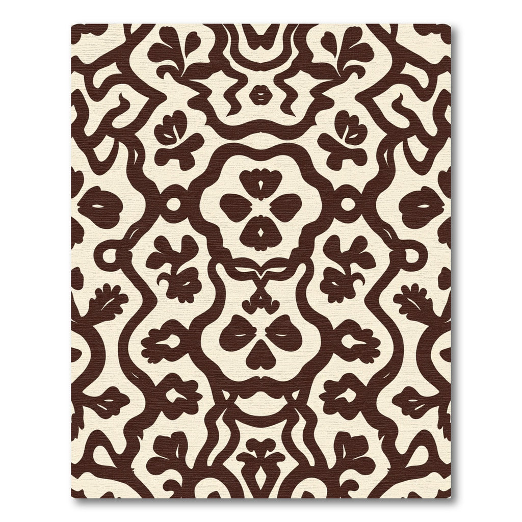 Cream Brown Skull Vine Medallion Rug