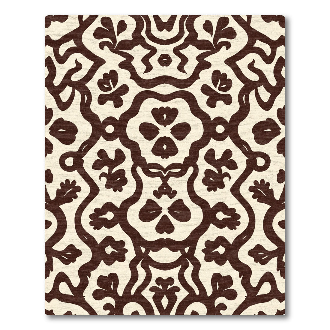Cream Brown Skull Vine Medallion Rug
