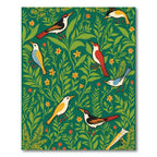 Emerald Green Perched Birds Floral Rug