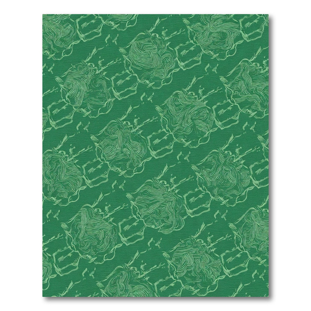 Green White Abstract Botanical Swirl Rug