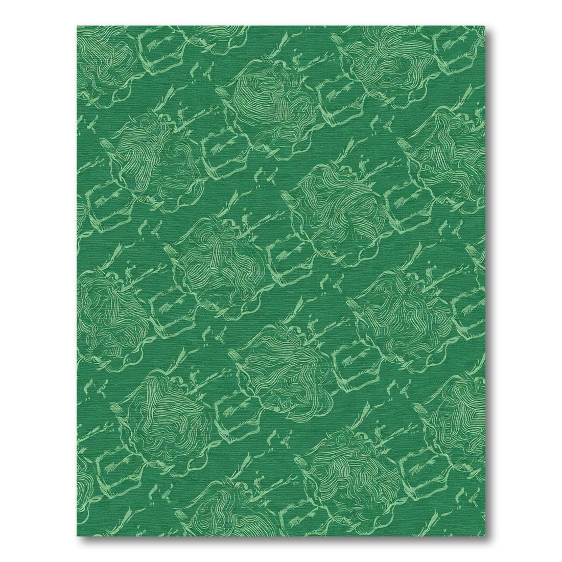 Green White Abstract Botanical Swirl Rug