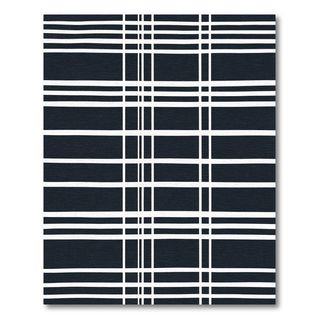 Deep Navy White Plaid Lines Rug