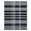 Deep Navy White Plaid Lines Rug