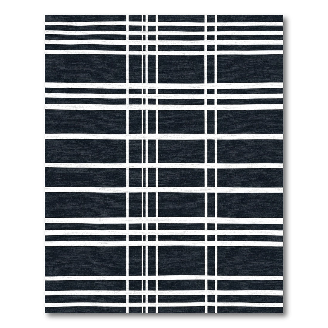 Deep Navy White Plaid Lines Rug