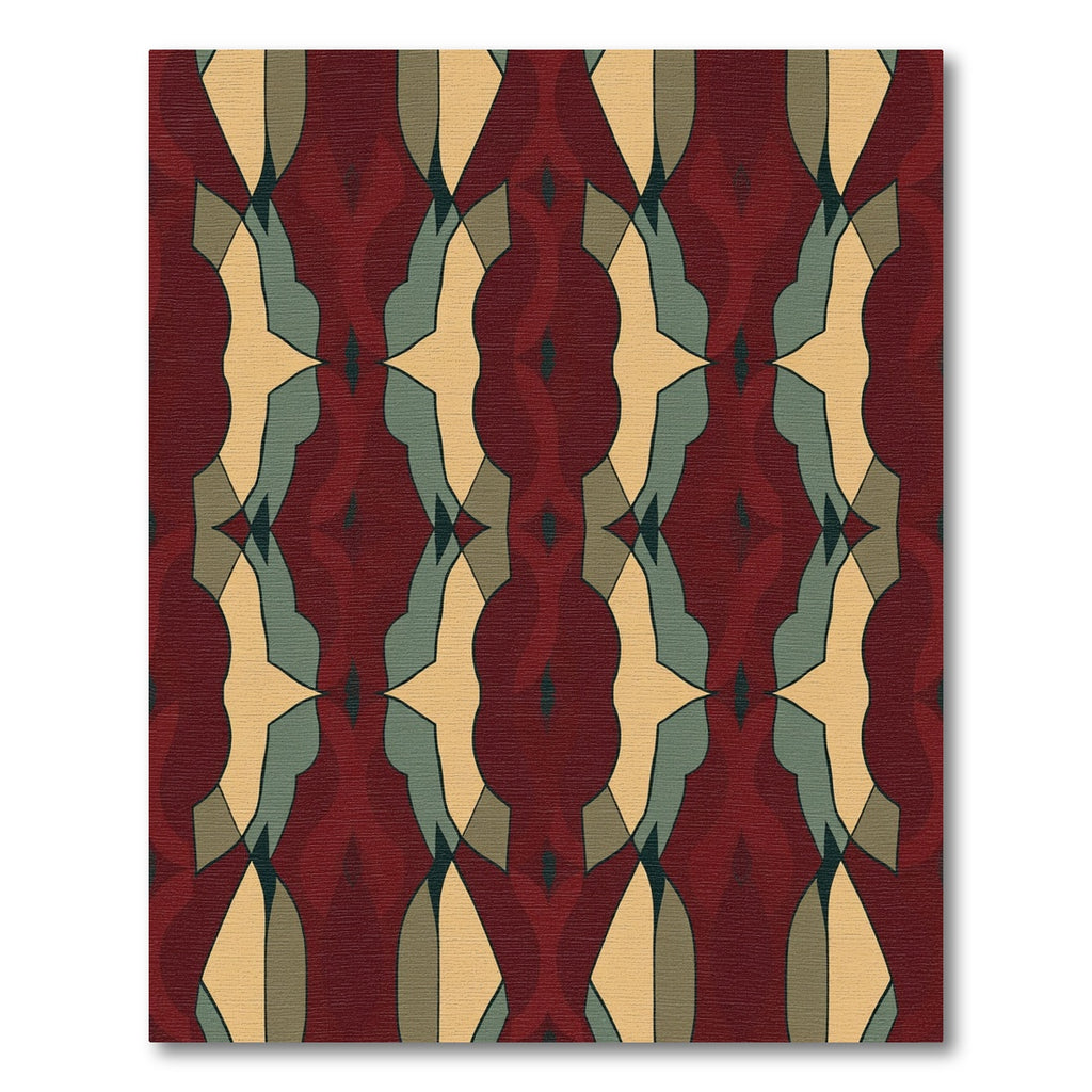 Crimson Ochre Teal Interlocking Forms Rug