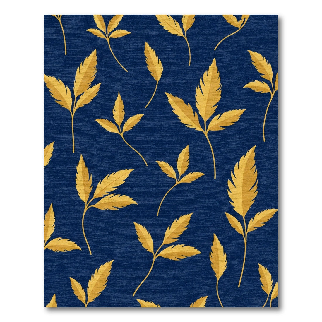 Golden Leaf Branches Navy Background Rug