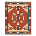 Crimson Blue Floral Medallion Border Rug