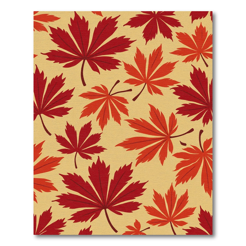 Crimson Amber Leafy Scatter Rug