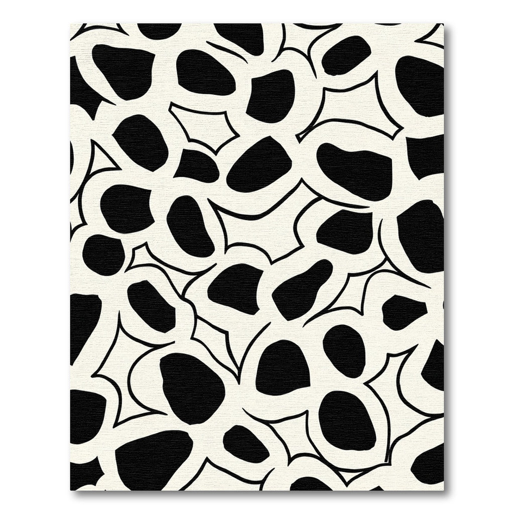 Organic Black And Cream Blob Cluster Rug