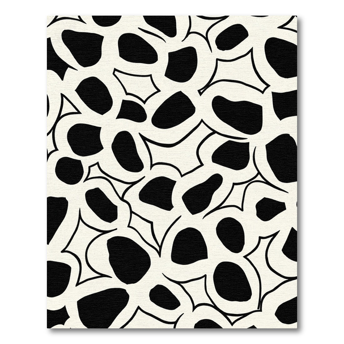 Organic Black And Cream Blob Cluster Rug