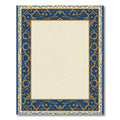 Rich Cobalt Blue Golden Vine Border Rug