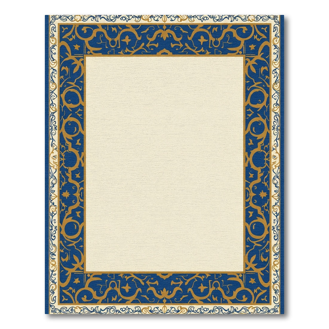 Rich Cobalt Blue Golden Vine Border Rug