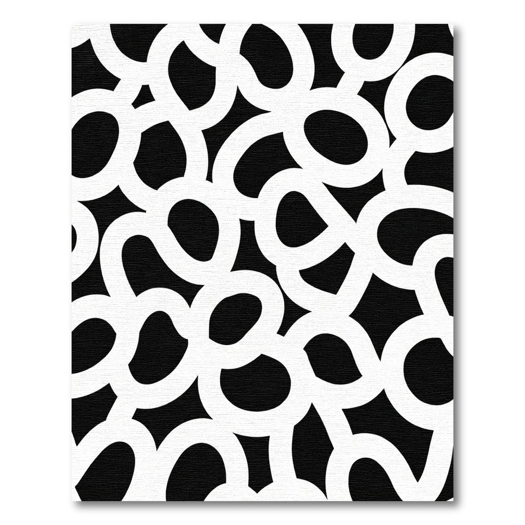 Black White Abstract Interlocking Rings Rug