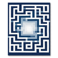 Deep Blue Geometric Maze Gradient Rug