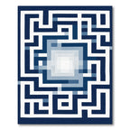 Deep Blue Geometric Maze Gradient Rug
