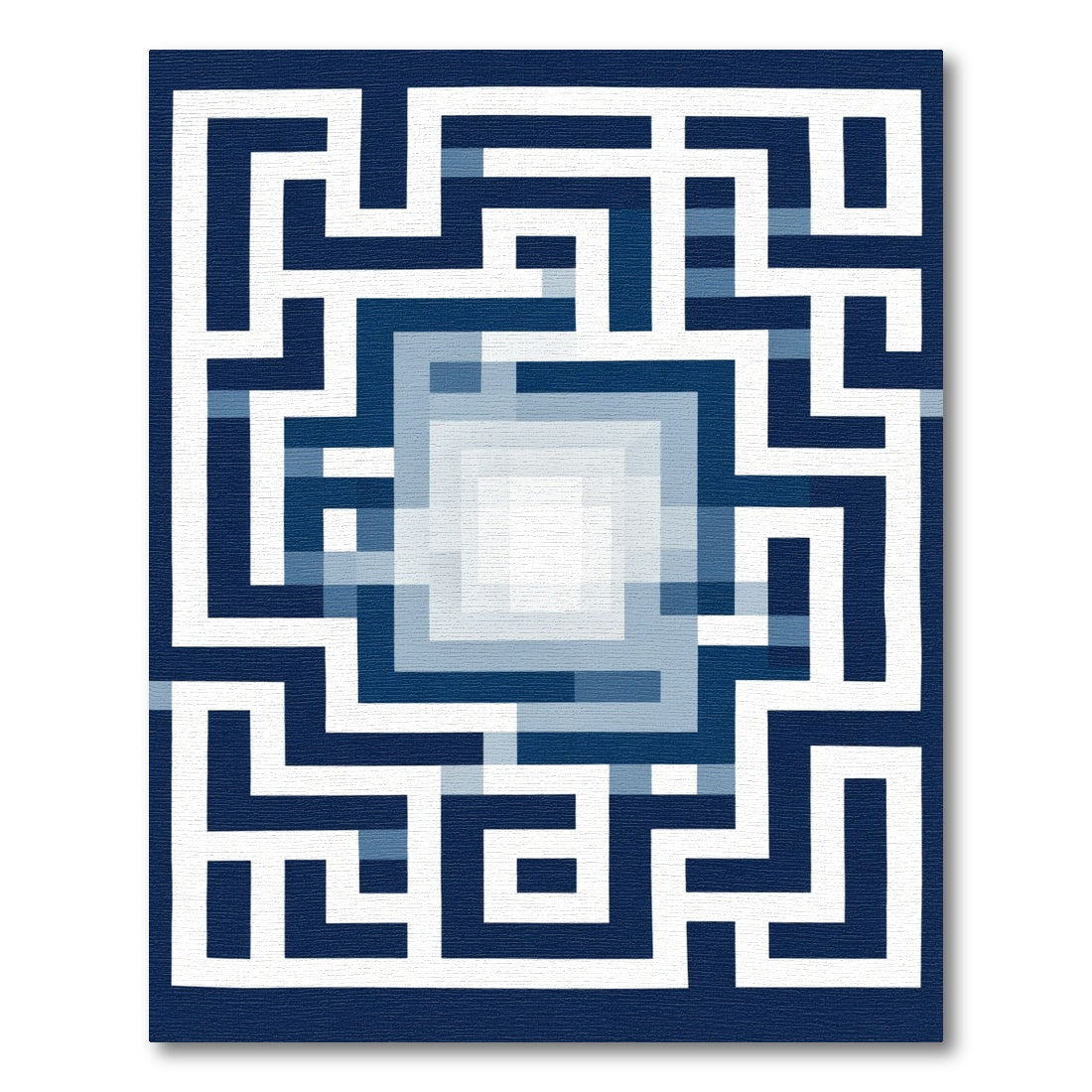 Deep Blue Geometric Maze Gradient Rug