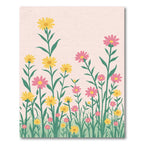 Yellow Pink Wildflower Meadow Scene Rug