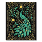 Emerald Peacock Floral Sunburst Border Rug