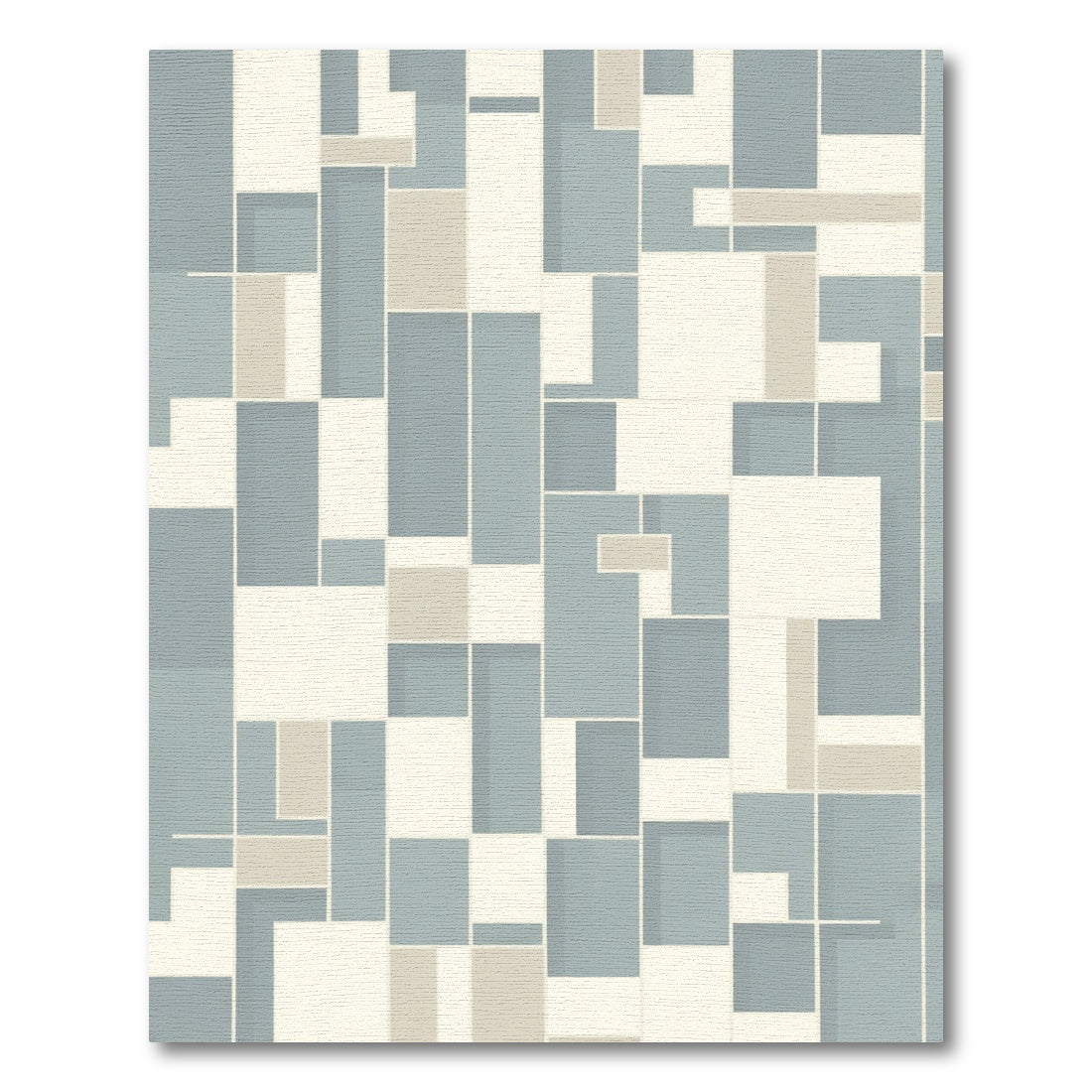Modern Blue Geometric Block Rug