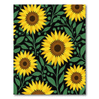 Yellow Sunflower Garden Black Background Rug