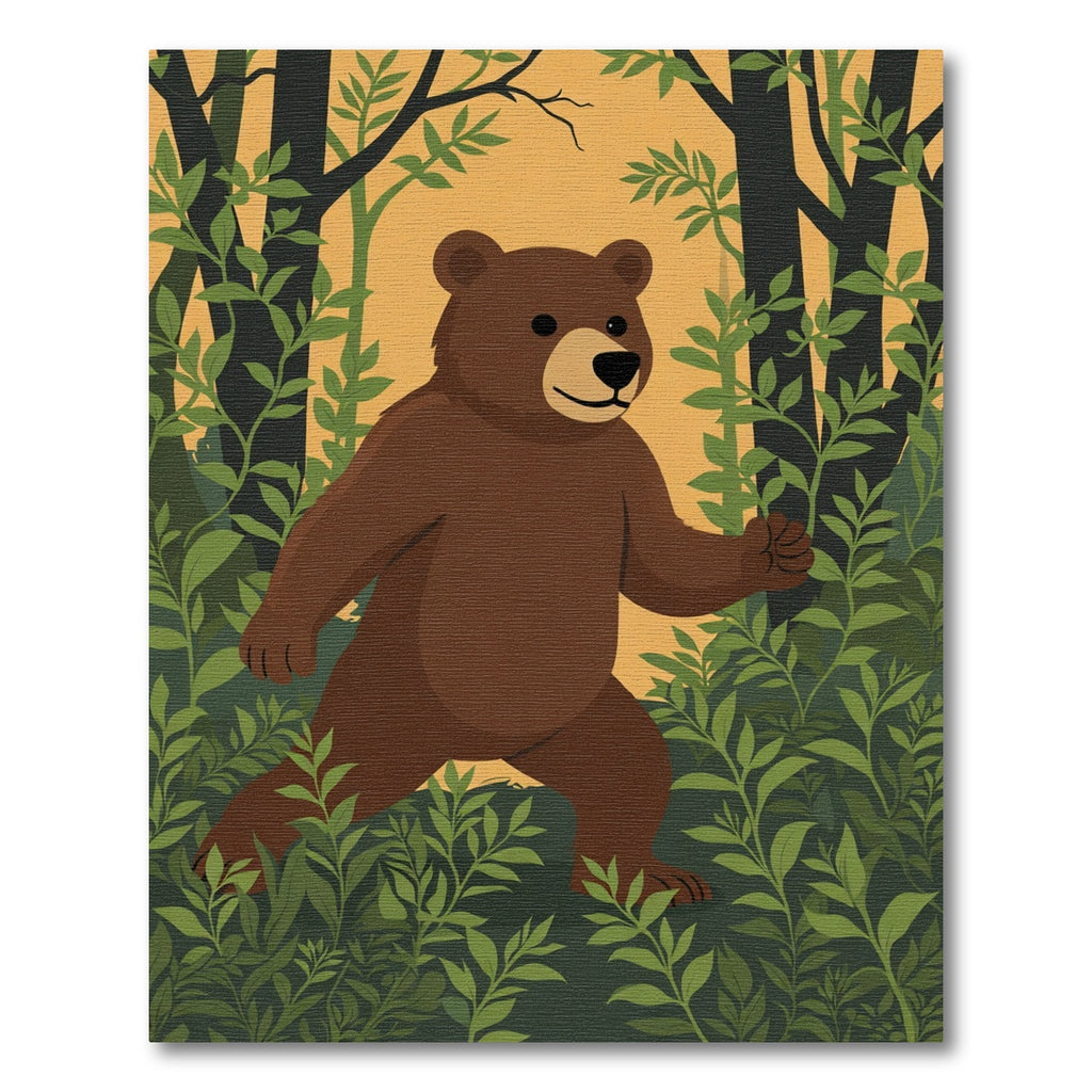 Brown Bear Forest Walk Graphic Art Rug