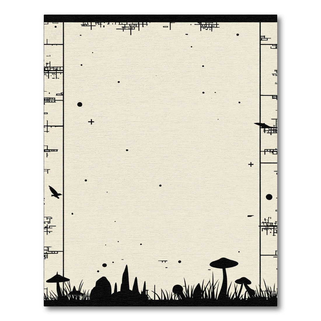 Whimsical Black Forest Silhouette Meadow Rug