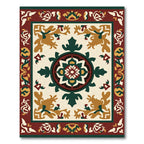 Crimson Emerald Floral Medallion Rug